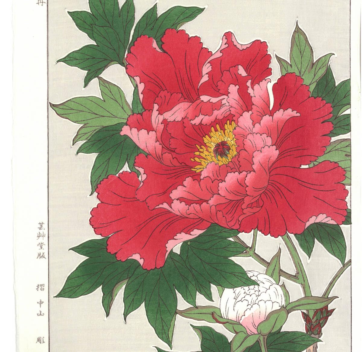 【版画】河原崎奨堂　木版画　竹　牡丹 Amazon.co.jp: 河原崎奨堂 (Kawarazaki Shodo) (18991973) 木版画 F009